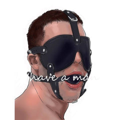 Leather Head Harness with Mouth Gag and Blindfold | BDSM Silicone Ball Gag Mask for Couples Roleplay & Bondage Games 18+