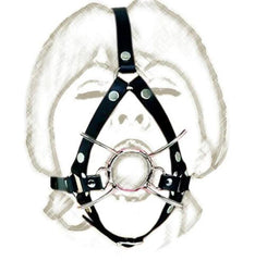 Leather Head Harness with Mouth Gag and Blindfold | BDSM Silicone Ball Gag Mask for Couples Roleplay & Bondage Games 18+