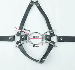 Leather Head Harness with Mouth Gag and Blindfold | BDSM Silicone Ball Gag Mask for Couples Roleplay & Bondage Games 18+