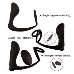 Male Prostate Massager Vibrator Butt Plug: Anal Masturbator, Silicone Penis Ring for Delayed Ejaculation - Sex Toy for Men, Gay Couple