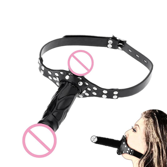 EXVOID Slave Restraint Realistic Penis Gag Mouth Plug BDSM Bondage Head Strapon Open Mouth Gag Adult Game