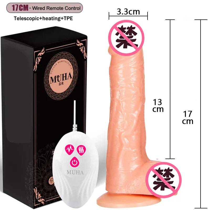 Thrusting Rotation Remote Control Dildo Vibrator: Realistic Penis with Suction Cup, Masturbator for Couples