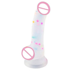 Confetti Clear Silicone Dildo – Realistic Design with Strong Suction Cup for Hands-Free Play