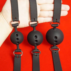 Medical Silicone Ball Gag with Breathing Holes | BDSM Mouth Gag Bondage Restraints for Couples | Slave Roleplay Adult Games