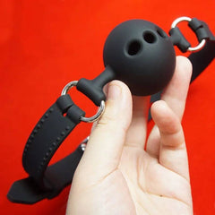 Medical Silicone Ball Gag with Breathing Holes | BDSM Mouth Gag Bondage Restraints for Couples | Slave Roleplay Adult Games