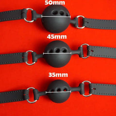 Medical Silicone Ball Gag with Breathing Holes | BDSM Mouth Gag Bondage Restraints for Couples | Slave Roleplay Adult Games