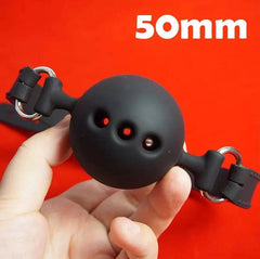 Medical Silicone Ball Gag with Breathing Holes | BDSM Mouth Gag Bondage Restraints for Couples | Slave Roleplay Adult Games