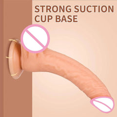 7-Inch Realistic Dildo with Suction Cup – Flexible Curved Shaft & Balls for G-Spot and Anal Play