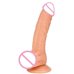 7-Inch Realistic Dildo with Suction Cup – Flexible Curved Shaft & Balls for G-Spot and Anal Play