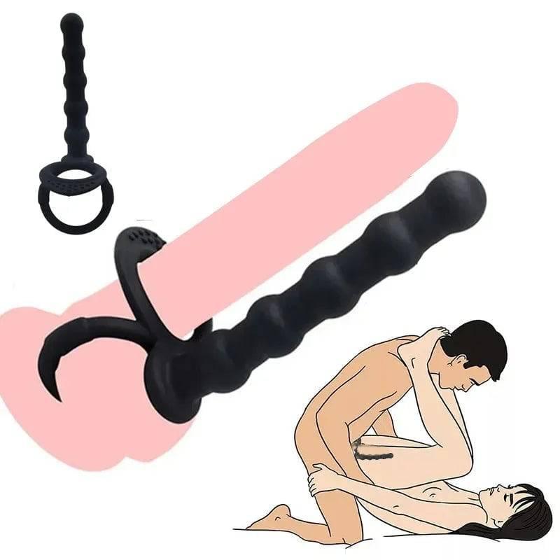 Double Penetration Toy – Anal Beads, Dildo Attachment & Cock Ring for Men & Women - Passion Pulse Adult