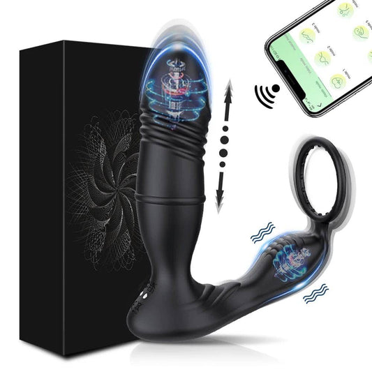 Male Thrusting Prostate Massager: Bluetooth APP Vibrator for Men, Gay Wireless Remote Prostate Stimulator - Sex Toy for Couples