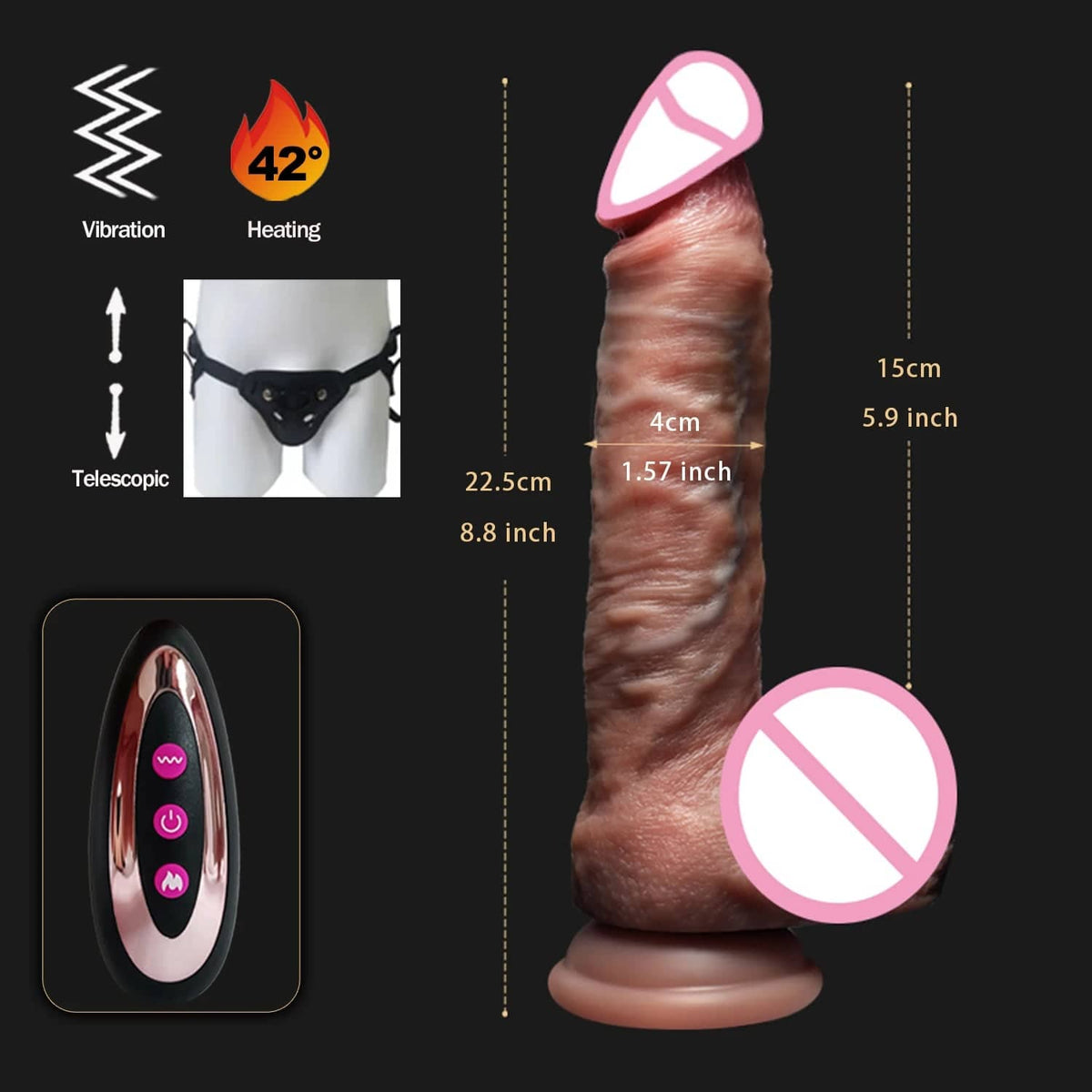 Realistic Telescopic Vibrator – Heated Thrusting Dildo & Anal Plug for Women