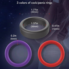 3pcs Silicone Delay Ejaculation Penis Rings | Reusable Semen Cock Rings for Men | Enlargement Sex Toys for Couples