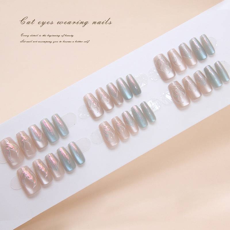 Crystal cat's eye wearable nail spring mermaid nail art nail stickers