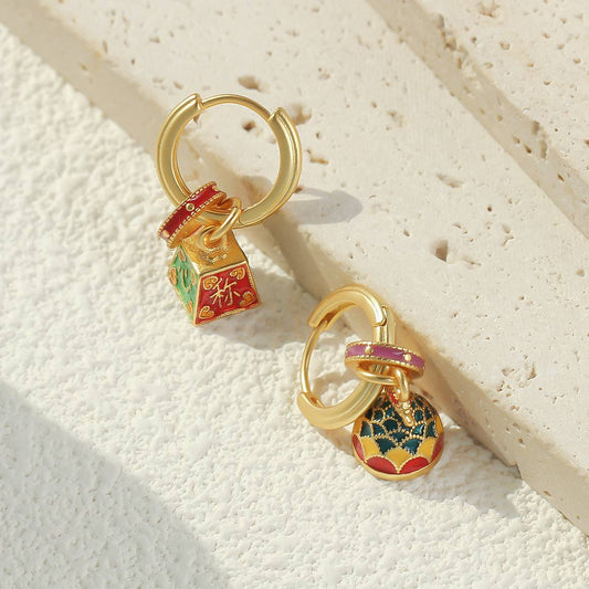 Enamel Koi Chinese Style Earrings