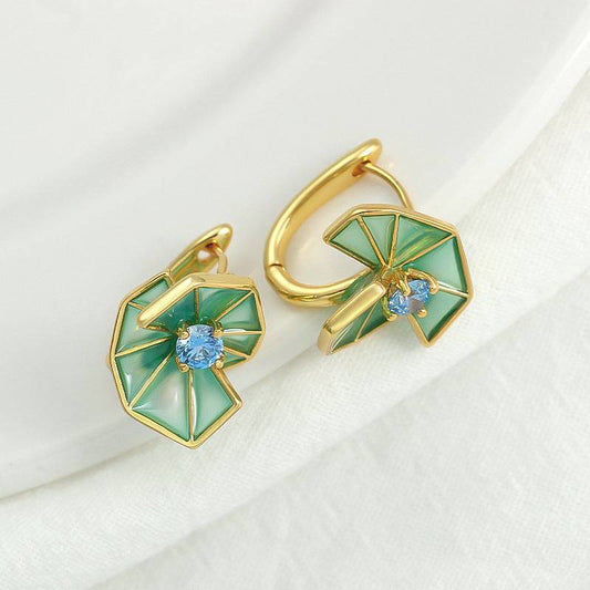 Fan-shaped Glazed Earrings