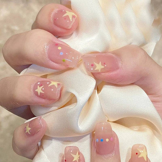 Sweet and Transparent Polka Dot Star Nail Art