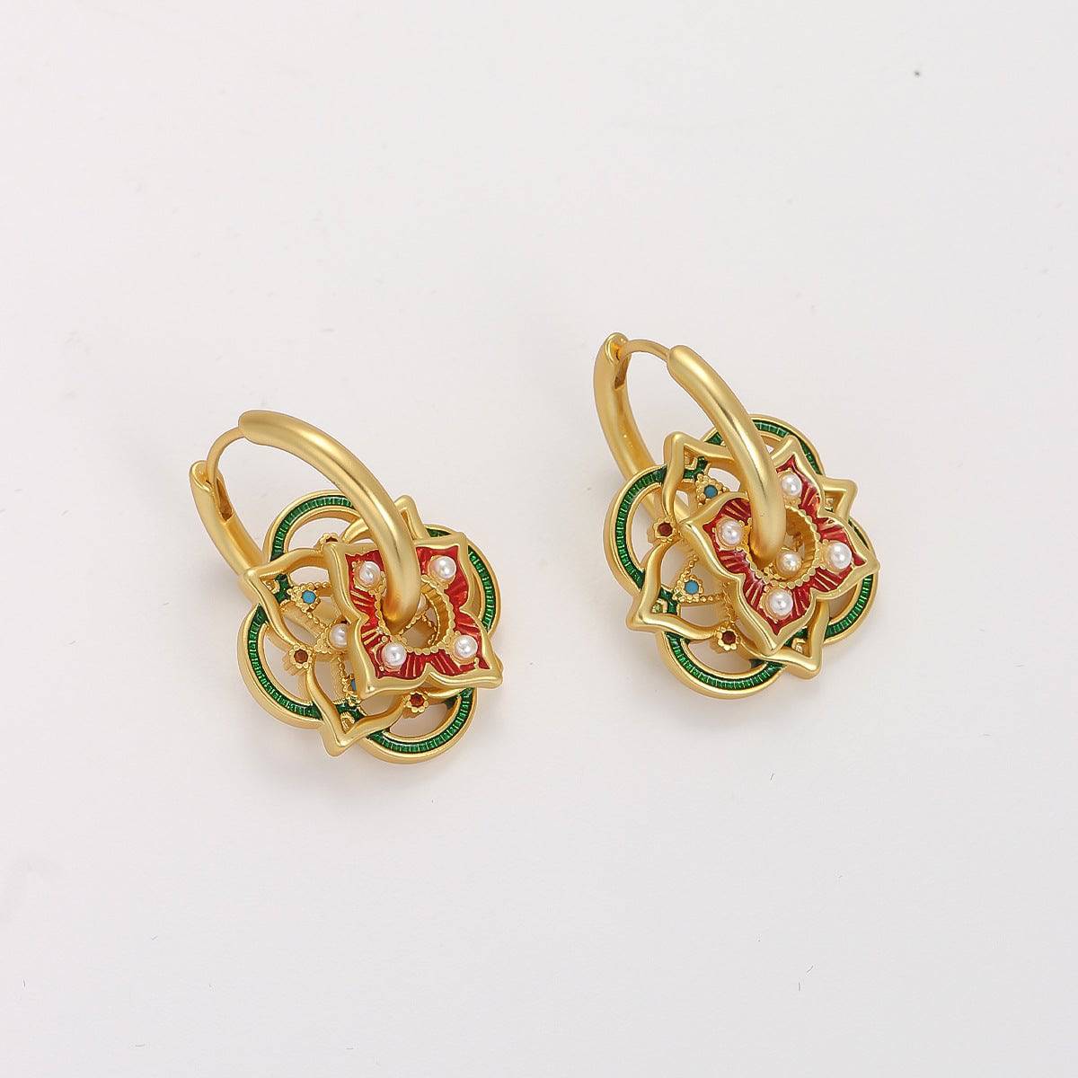 Wear multiple pairs of Chinese-style earrings.