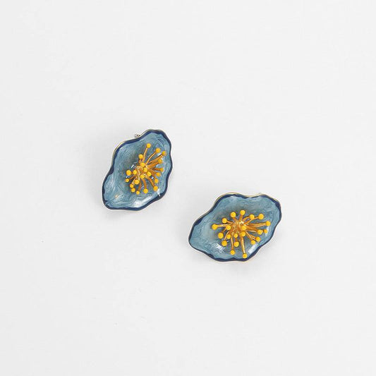 Vintage Glazed Floral Stud Earrings