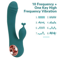 USB Rechargeable Rabbit Dildo Vibrator – 10-Frequency G-Spot & Clitoral Stimulation for Women