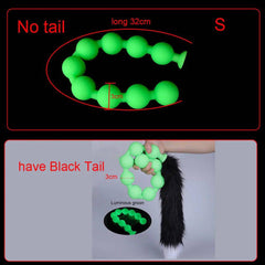 Butt Plug with Tail BDSM Adult Sex Wild Tail Teaser - 9-Ball Silicone Pleasure Toy