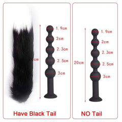 Butt Plug with Tail BDSM Adult Sex Wild Tail Teaser - 9-Ball Silicone Pleasure Toy