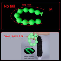 Butt Plug with Tail BDSM Adult Sex Wild Tail Teaser - 9-Ball Silicone Pleasure Toy