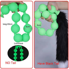 Butt Plug with Tail BDSM Adult Sex Wild Tail Teaser - 9-Ball Silicone Pleasure Toy