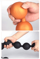 Butt Plug with Tail BDSM Adult Sex Wild Tail Teaser - 9-Ball Silicone Pleasure Toy