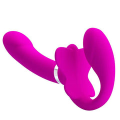 Pretty Love 12-Speed Strap-On Vibrator | Double Penetration Dildo for Lesbian Couples & Women