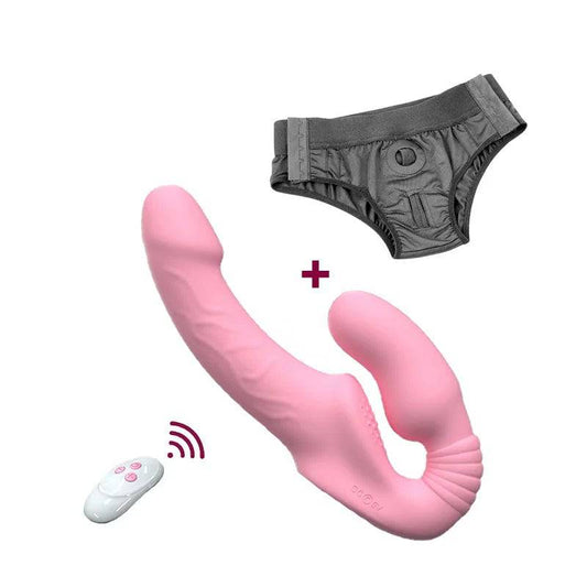 Strapless Strap-On Dildo Vibrator with Remote Control | G-Spot & Clitoral Stimulator | Sex Toy for Women & Lesbian Couples