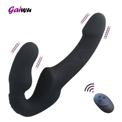 Strapless Strap-On Dildo Vibrator with Remote Control | G-Spot & Clitoral Stimulator | Sex Toy for Women & Lesbian Couples