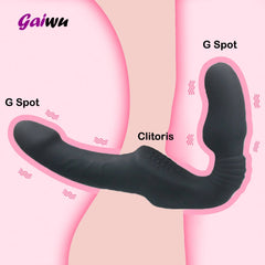 Strapless Strap-On Dildo Vibrator with Remote Control | G-Spot & Clitoral Stimulator | Sex Toy for Women & Lesbian Couples