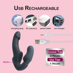 Strapless Strap-On Dildo Vibrator with Remote Control | G-Spot & Clitoral Stimulator | Sex Toy for Women & Lesbian Couples