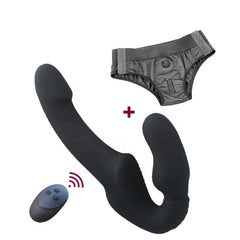 Strapless Strap-On Dildo Vibrator with Remote Control | G-Spot & Clitoral Stimulator | Sex Toy for Women & Lesbian Couples