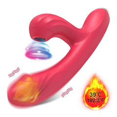 Clit Sucker 2 in 1 Vibrator Dildo for Women G-Spot Clitoris Vacuum Stimulator Heating Dildo  Female Sex Toy Adults Goods