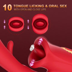 Patting Dildo Vibrator for Women: Tongue Licking Clit and G-Spot Stimulator, Rabbit Sucker - Adult Sex Toy