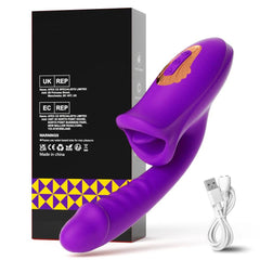 Patting Dildo Vibrator for Women: Tongue Licking Clit and G-Spot Stimulator, Rabbit Sucker - Adult Sex Toy