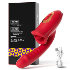 Patting Dildo Vibrator for Women: Tongue Licking Clit and G-Spot Stimulator, Rabbit Sucker - Adult Sex Toy