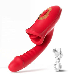 Patting Dildo Vibrator for Women: Tongue Licking Clit and G-Spot Stimulator, Rabbit Sucker - Adult Sex Toy