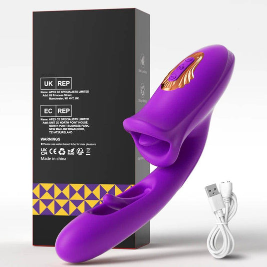 Patting Dildo Vibrator for Women: Tongue Licking Clit and G-Spot Stimulator, Rabbit Sucker - Adult Sex Toy