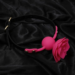 Silicone Rose Ball Gag | Breathable BDSM Bondage Flower Open Mouth Gag for Couples | Adult BDSM Games Restraint Toy