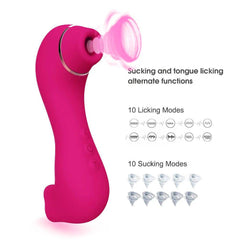 Sucking tongue licking G-spot patting double head vibrator