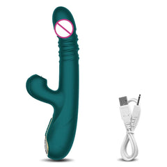 Thrusting Pushing Vibrator: Clit Sucker and G-Spot Stimulator, Automatic Telescopic Sex Toy for Female Masturbation