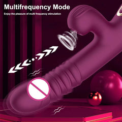 Thrusting Pushing Vibrator: Clit Sucker and G-Spot Stimulator, Automatic Telescopic Sex Toy for Female Masturbation