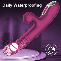 Thrusting Pushing Vibrator: Clit Sucker and G-Spot Stimulator, Automatic Telescopic Sex Toy for Female Masturbation