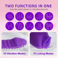 Vibrator for Women: 2-in-1 Licking Machine, Clitoris Stimulator, Powerful G-Spot Dildo Wand, Female Clit Sucker - Adult Sex Toy