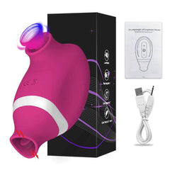 2-in-1 Clitoral Sucking Vibrator: G-Spot Suction Cup with Licking Dual Stimulation, Nipple Massager - Hardcore Adult Sex Toy for Women