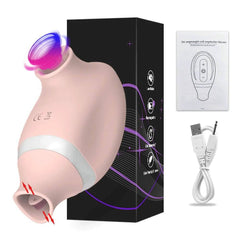 2-in-1 Clitoral Sucking Vibrator: G-Spot Suction Cup with Licking Dual Stimulation, Nipple Massager - Hardcore Adult Sex Toy for Women