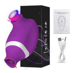 2-in-1 Clitoral Sucking Vibrator: G-Spot Suction Cup with Licking Dual Stimulation, Nipple Massager - Hardcore Adult Sex Toy for Women